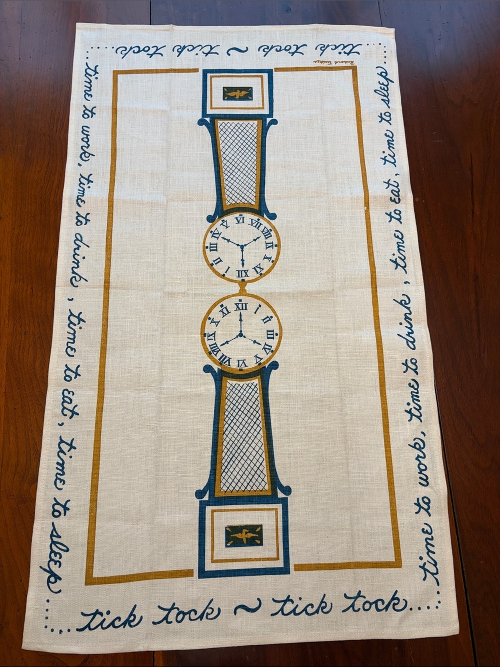 Vintage MCM  Richard Tucker Retro Linen Tea Towel / Wall Art / Decor